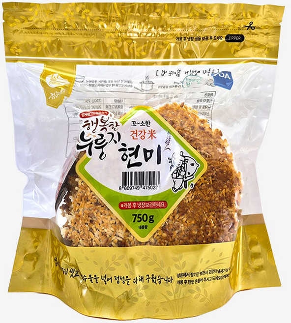 [황금이삭] 행복한 현미누룽지 750g 건강하고 고소한 끓여먹는 가마솥누룽지, 현미 누룽지, 1개