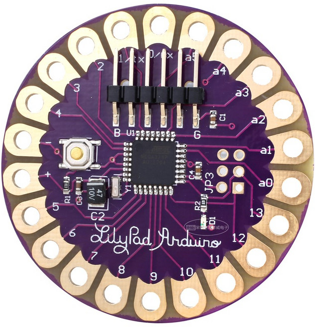 AI電子 LilyPad 328主板 ATmega328P 16M 適用於穿戴式裝置與小型電子專案 提供穩定可靠的微控制器平台, 紫色, LilyPad 328