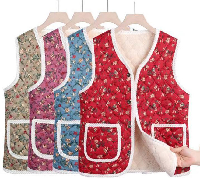 색상 가능 [size 55~88] 레트로 플라워 촌캉스 베스트 F890 할머니 할매 엄마 학생 꽃무늬 김장조끼 보온 겨울 방한 빅사이즈 조끼