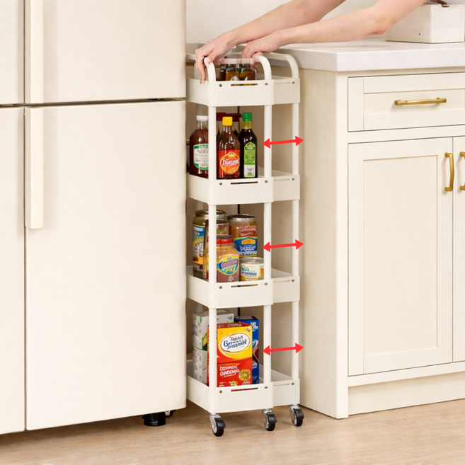 이동식 확장형 틈새 넓이조절 트롤리 카트, 3단, 와이드형