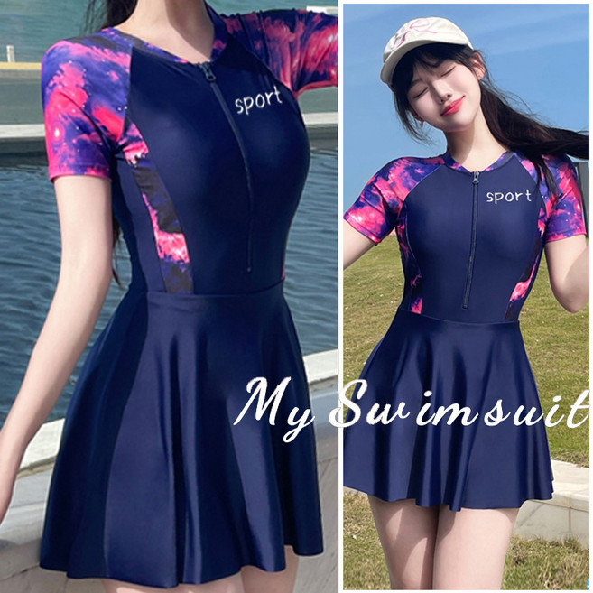 大碼連體泳衣 保守款式 遮肉顯瘦, XL