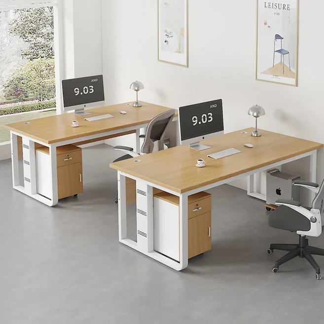 모던심플형 사무실 사무용 책상 일자형 1인용 임원중역사장 오피스책상 120cm, 옐로우+화이트