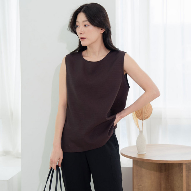 국내산 여성 여름 와플 풍기포 인견 나시 블라우스 민소매 빅사이즈 엄마옷 쿨링 냉감