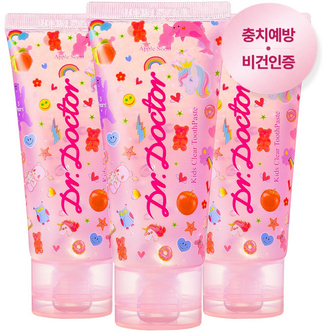 닥터닥터 키즈 어린이 투명 치약, 70g, 3개