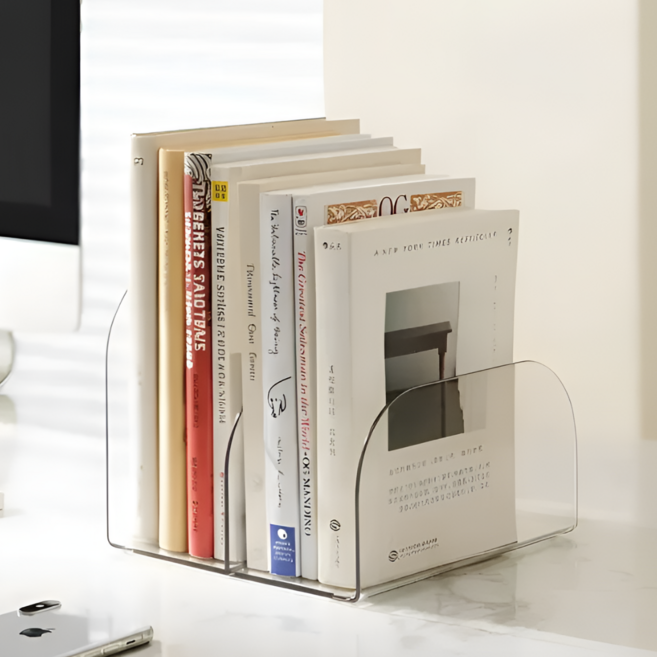 데이모노 2칸 라운드 책꽂이 북엔드, 투명