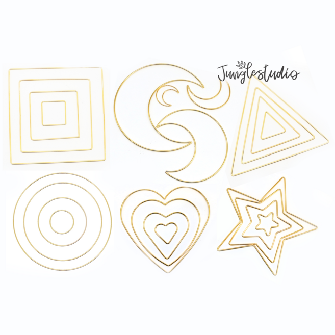 [정글스튜디오] 모양 골드링 (5cm-20cm) 하트 별 달 세모 네모 동그라미/ 드림캐쳐링 마크라메 재료