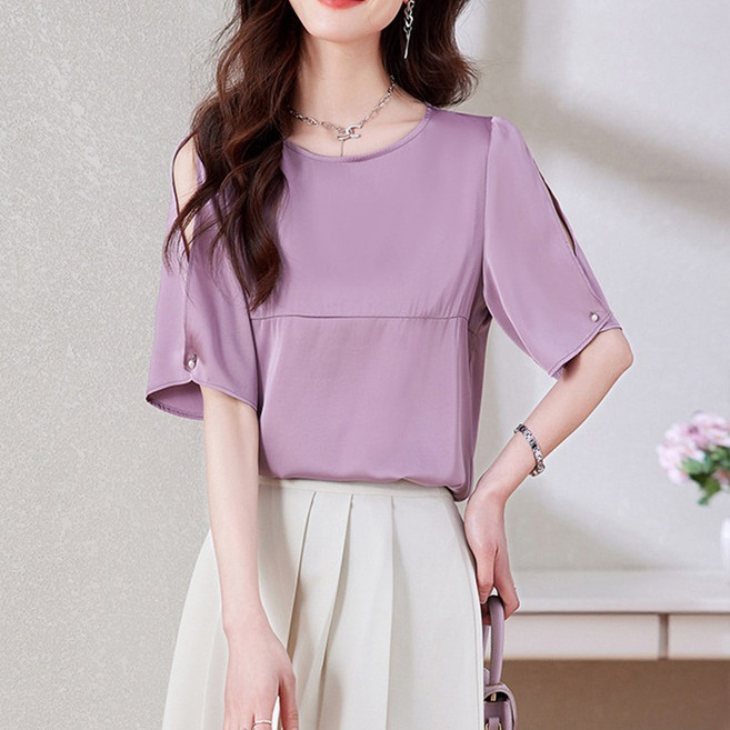 아이엠몽 여성 체형 커버 어깨 트임 포인트 블라우스