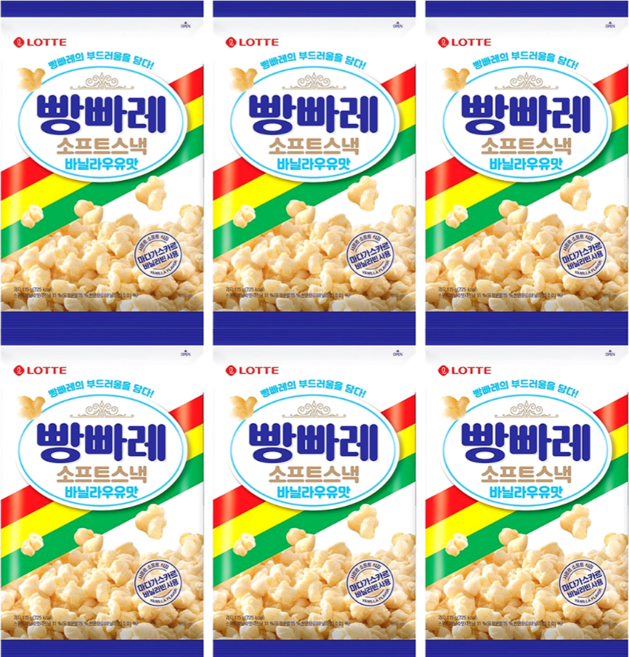 롯데웰푸드 빵빠레 소프트스낵 바닐라우유맛 115g, 6개