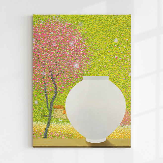 [인메이블] 돈들어오는 장용길 작가 달항아리 그림 모던 인테리어 거실 캔버스 액자 집들이 봄의 인사 캔버스 거실 모네 풍경 추상화, 01.YGY-봄의 인사