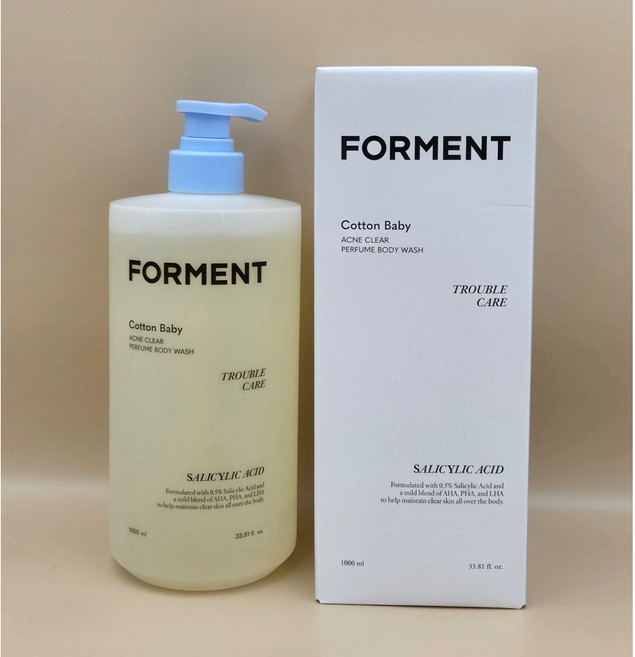 포맨트 코튼베이비 아크네 클리어 퍼퓸샤워 바디워시 등드름 트러블 케어 대용량, 1개, 1L