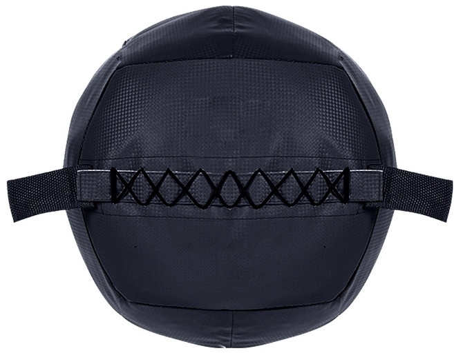 優質鐵砂填充 附贈綁繩 訓練重訓專用, 軟式健身藥球【黑色】,4KG, 1個