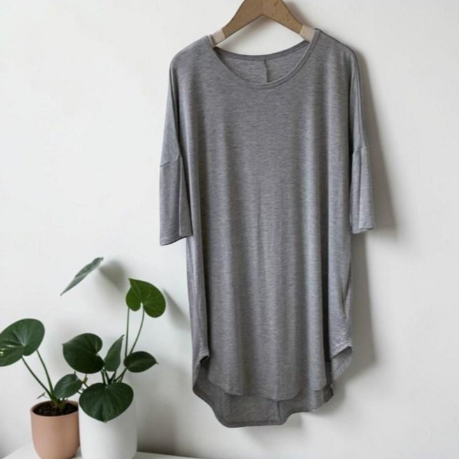 PLYU 힙커버 찰랑 모달 반팔 롱티셔츠