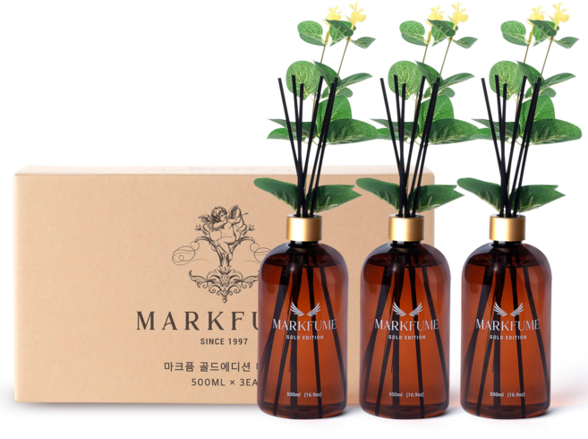 마크퓸 프리미엄 대용량 골드에디션 디퓨저, 양재동꽃시장, 3개, 500ml