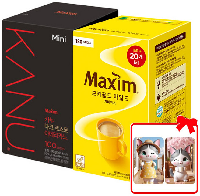 맥심 모카 180T + 카누 미니 다크로스트 100T (대순이 캐릭터 포토카드 증정)