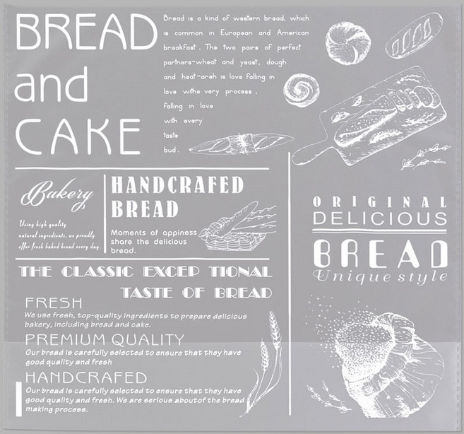 반투명 PP 베이커리 밤 우유 식빵 모카빵 포장 식빵 비닐 레터링 2종 200매, 1개