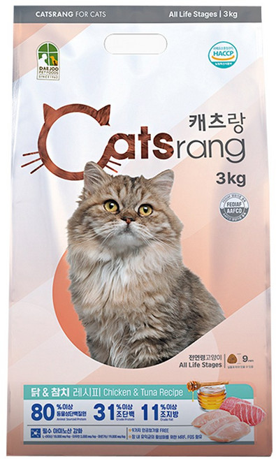 캐츠랑 전연령 고양이 건식사료, 닭+참치, 3kg, 1개