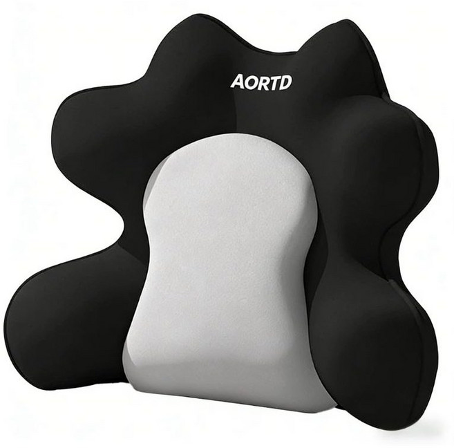 고양이 발 허리쿠션 자동차 차량용 허리 받침대 쇼파용 등받이 쿠션 메모리폼 등쿠션 편안한 운전 자세 교정 쿠션 장거리 운전 필수품, 블랙