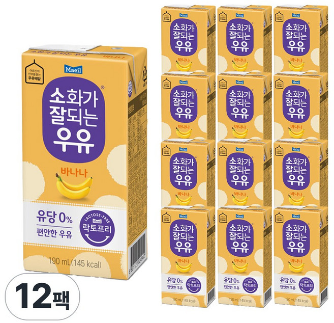 소화가잘되는우유 바나나, 190ml, 12개