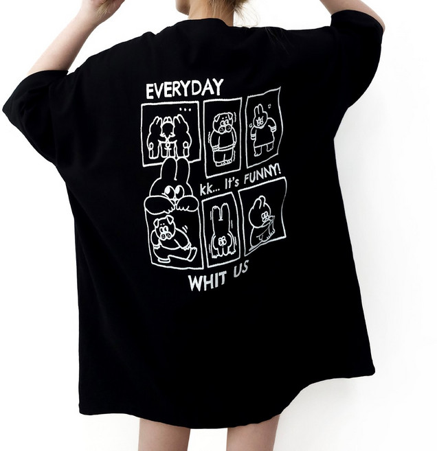 [제니블리] 싱글데이 빅사이즈 반팔티 5XL 2COLOR // 55~99까지 루즈핏 오버사이즈 박스티 티셔츠 남녀공용 홈웨어