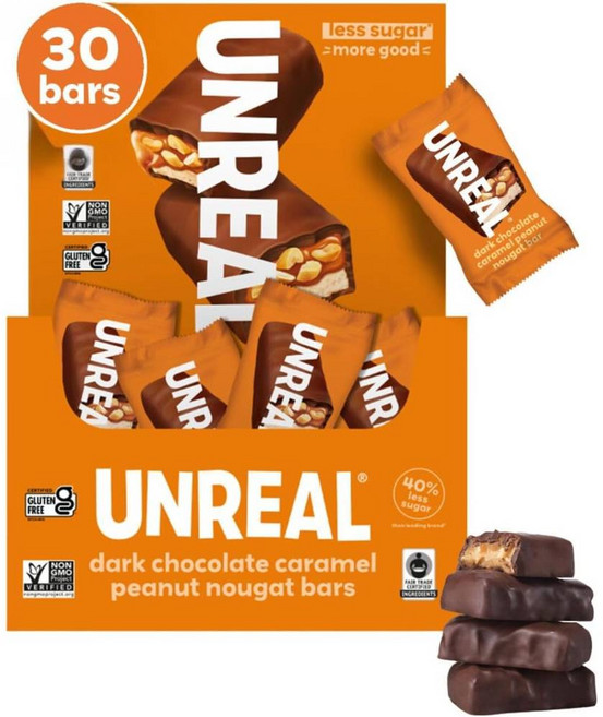 UNREAL 언리얼 다크 초콜릿 피넛 카라멜 누가 바 19g 30팩