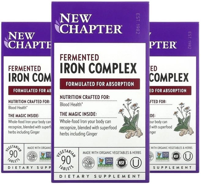 뉴챕터 철분 IRON 발효 복합체 식물성 정제 90정 2+1, 90회분, 3개 - 쿠팡