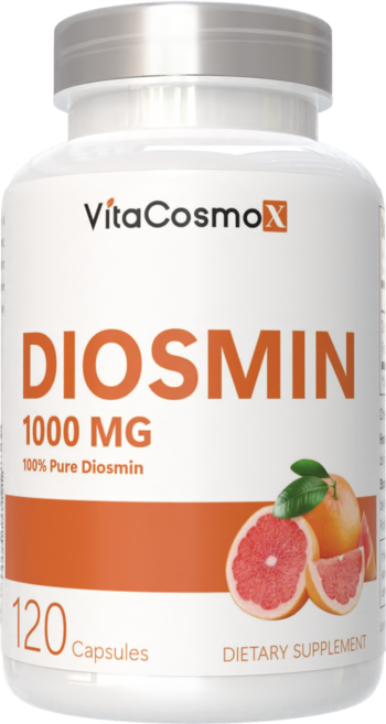 VitaCosmoX 디오스민 시트러스 콤플렉스 베인 서포트 바이오플라보노이드 과일 추출물 1000mg Best Diosmin 1000mg, 1개, 120정