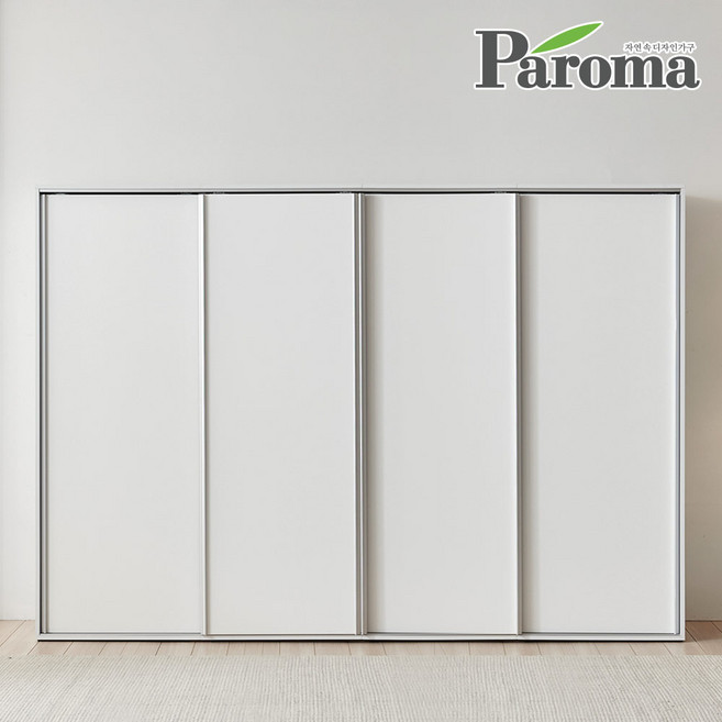 파로마 모닝 2800 키큰 행거형 슬라이딩 옷장 E0 자동댐핑도어 장농, 베이지/화이트, B형(옷장+이불장+옷장+4단선반장)