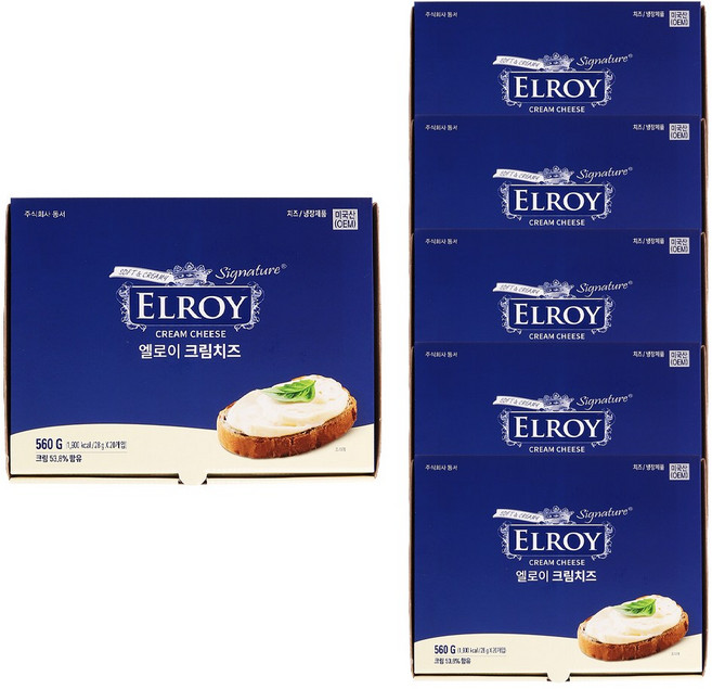엘로이 크림치즈 포션(1box), 560g, 5개