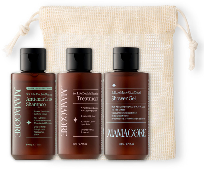마마꼬레 쏠 라이프 에코 트립 여행용 키트 샴푸+트리트먼트+바디워시 3종, 1세트