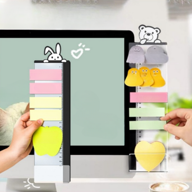 아크배라 모니터 메모보드 모니터메모판 아크릴 매모보드, 토끼, 좌측1개+우측1개