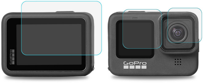 써니라이프 고프로 12/11/10/9 강화유리 액정보호필름 9H 3종 세트, 1세트, 고프로 보호필름