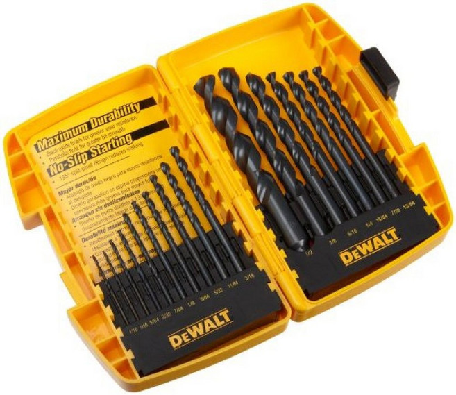 DEWALT 흑색 산화 코팅 드릴 비트 세트 13피스 파일럿 포인트 포함(DW1163), 13 Pieces, 단일 유닛