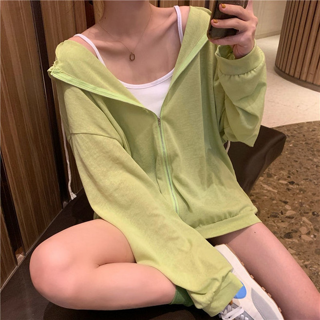 Your 防曬衣 寬松薄款長袖外套, 綠色,L 建議（55-70公斤）