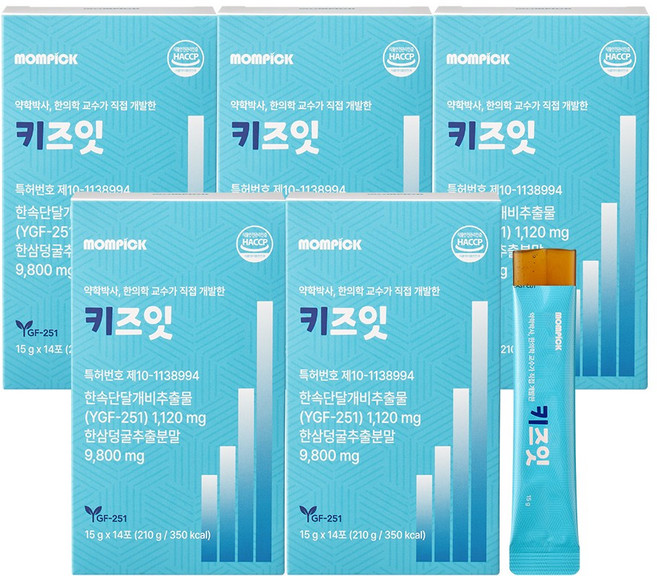 맘픽 키즈잇 한삼덩굴 환삼덩굴 추출분말 율초 식약청 HACCP 인증 젤리 스틱, 5세트, 14회분