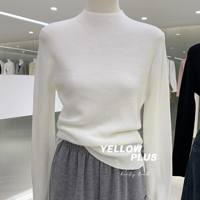 SONOVA 부드러운 무지 반폴라 니트 18컬러 여성 데일리 기본핏 쫀쫀한 신축성 슬림핏 이너 긴팔티