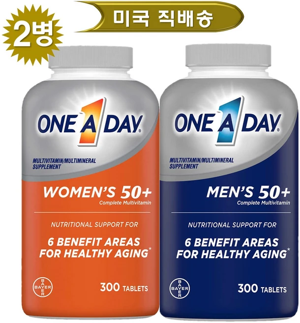 원어데이 50＋ 멀티비타민 300정 여성용 남성용 세트, 1세트 - 쿠팡