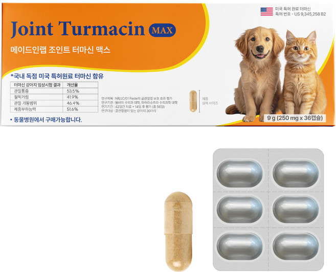 메이드인랩 강아지 관절 슬개골 영양제 조인트 터마신 맥스, 1세트, 뼈/관절강화, 36정