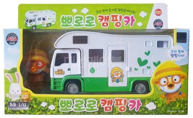 뽀로로 캠핑카 캠핑 미니카 풀백 메탈 자동차 버스 장난감, 1개