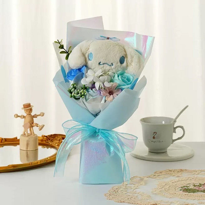 Sanrio 角色絨毛玩偶花束, 1件, 大耳狗+禮物袋