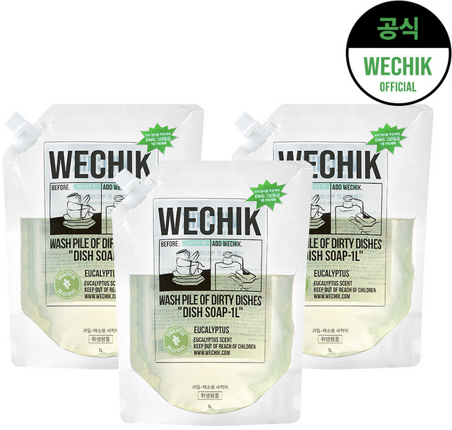 위칙 멀티플 주방 세제 리필 1L 3개
