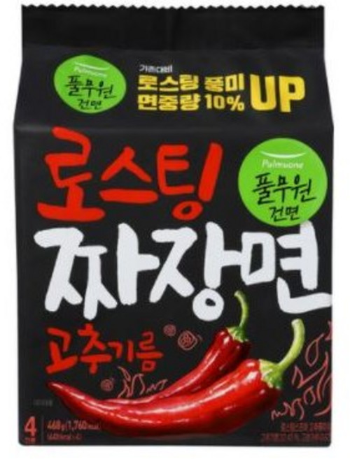 풀무원 고추기름 로스팅 짜장면 117g, 4개