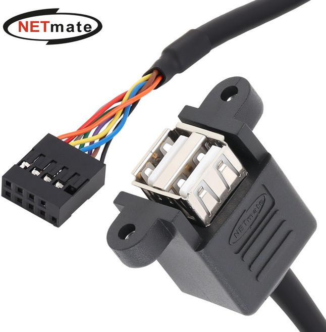 강원전자 넷메이트 USB2.0 2포트 메인보드 연결 판넬형 케이블 01m NM-UBC10N, 1개, 1m