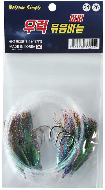 싸가지피싱 꼬임방지용 우럭채비 우럭선상낚시 침선 어초 채비 어피바늘 낚시바늘, 1개, 8개입