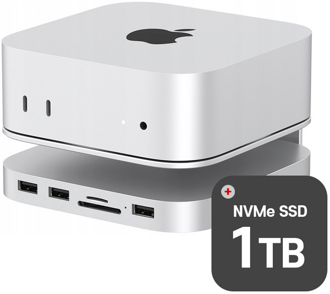 2024 맥미니 M4 & M4 Pro 도킹스테이션 스탠드 거치대 허브 10Gbps NVMe SSD 인클로저, NVMe SSD 1TB, 1개