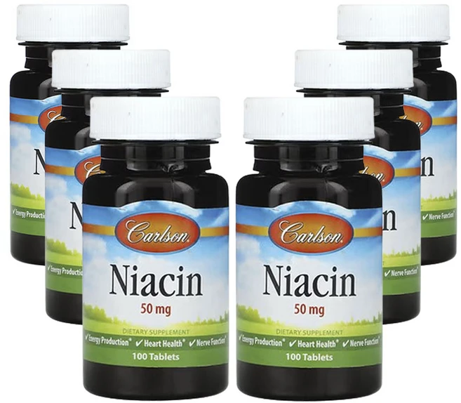 칼슨 니아신 50mg, 6팩, 100정 - 쿠팡