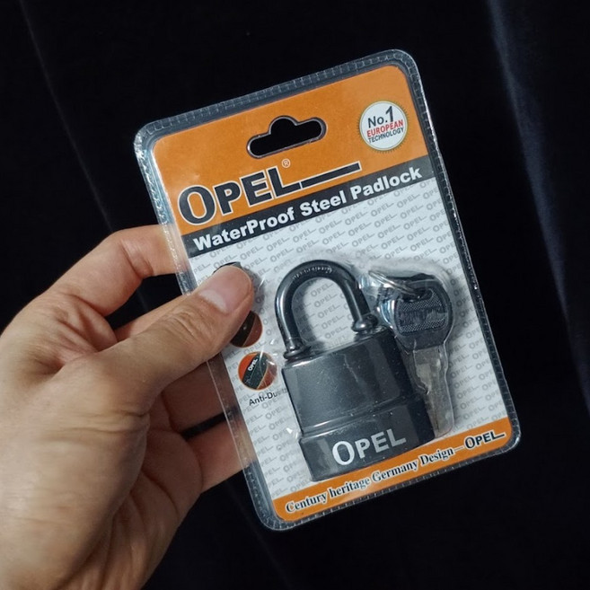 OPEL 방수 자물쇠 녹방지 창고 야외 대문 자물쇠, 검정색 짧은고리(4.5cm x 2cm), 1개