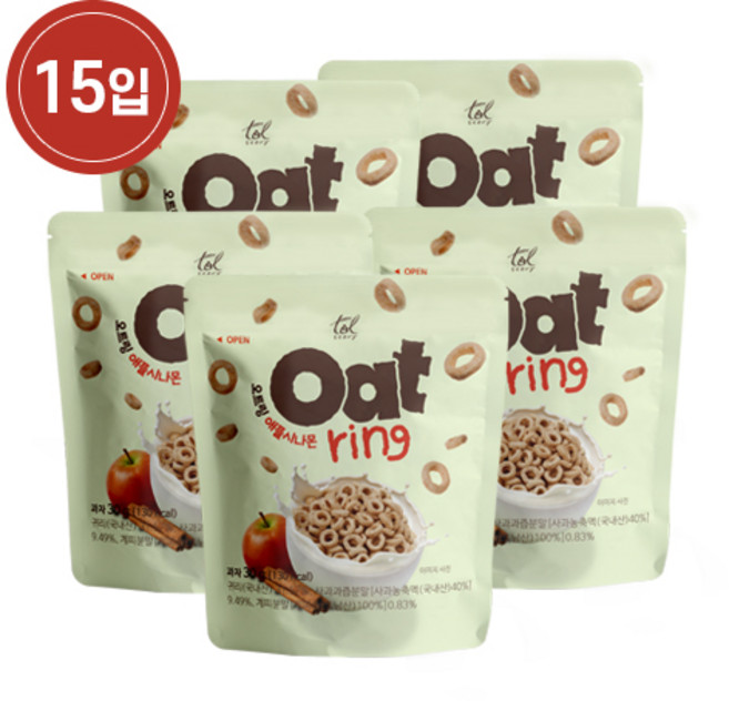 톨스토리 오트링 애플시나몬 귀리시릴얼 철분시리얼, 15개, 30g