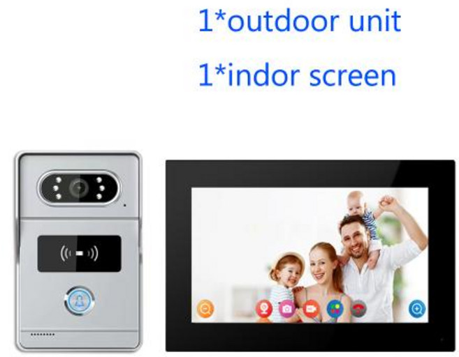 무선 인터폰 7인치 비디오 도어폰 인터콤 시스템 RFID 초인종 카메라 모니터 토크 앱 잠금 해제 HD 야간, 1)AHD8-7inch-1v1