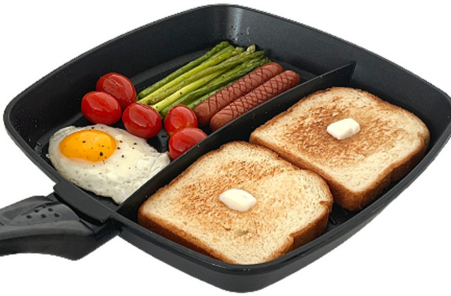 나눔 후라이팬 인덕션 계란 달걀 티타늄 코팅 세트 에그팬 IH 멀티 2구 브런치 토스트 나눔팬 주물 사각 생선구이 프라이팬 2칸팬 스윗플래닛, 1개