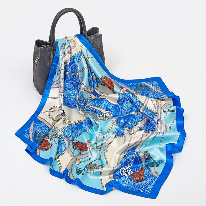 FREELIFE-실크 숄 스퀘어 스카프 여성용 프린트 헤드밴드 풀 라드 새틴 히잡 헤어 밴드 네커치프 여성 헤드랩 반다나